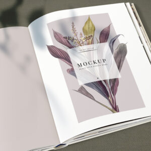 Floral magazine mockup with blank space